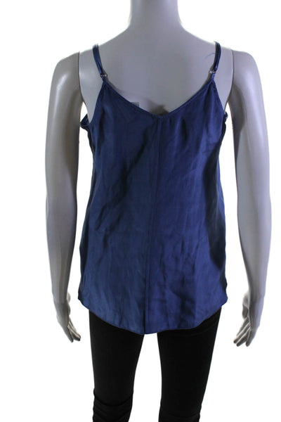 ATM Womens Silk Round Neck Pullover Tank Top Blouse Blue Size XS