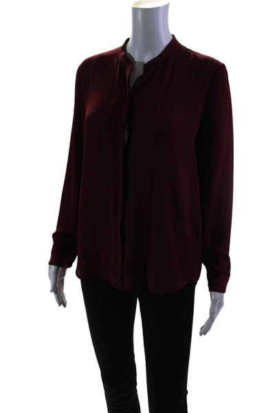 The Kooples Womens Dark Red Crew Neck Button Front Long Sleeve Blouse Top Size 1