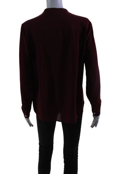 The Kooples Womens Dark Red Crew Neck Button Front Long Sleeve Blouse Top Size 1