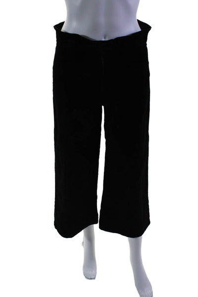 Paige Womens Shiny Black Cotton Corduroy High Rise Crop Wide Leg Pants Size 27