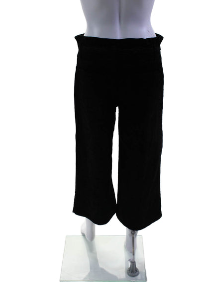 Paige Womens Shiny Black Cotton Corduroy High Rise Crop Wide Leg Pants Size 27