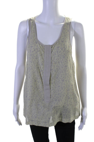 Rag & Bone Womens Cotton + Silk Abstract Round Neck Tank Top Blouse Gray Size 8