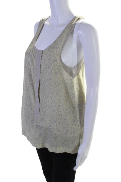 Rag & Bone Womens Cotton + Silk Abstract Round Neck Tank Top Blouse Gray Size 8