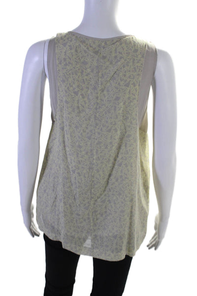 Rag & Bone Womens Cotton + Silk Abstract Round Neck Tank Top Blouse Gray Size 8