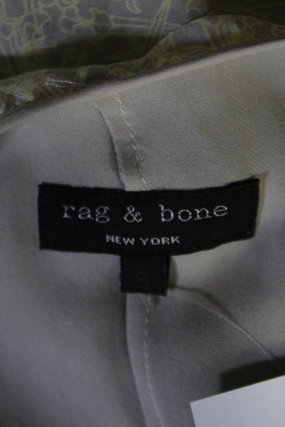 Rag & Bone Womens Cotton + Silk Abstract Round Neck Tank Top Blouse Gray Size 8