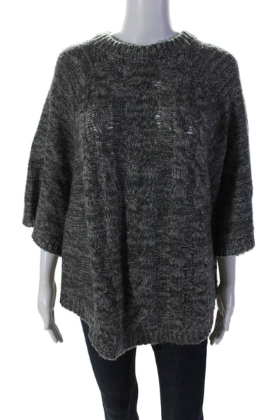 Mystree Womens Oversized Open Knit 3/4 Sleeve Sweater Gray Size M/L