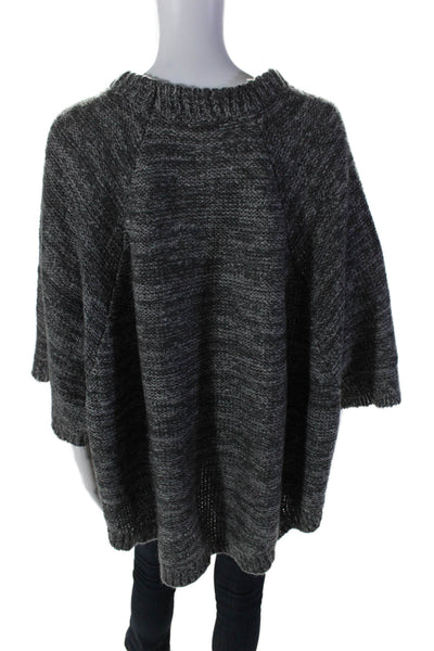 Mystree Womens Oversized Open Knit 3/4 Sleeve Sweater Gray Size M/L