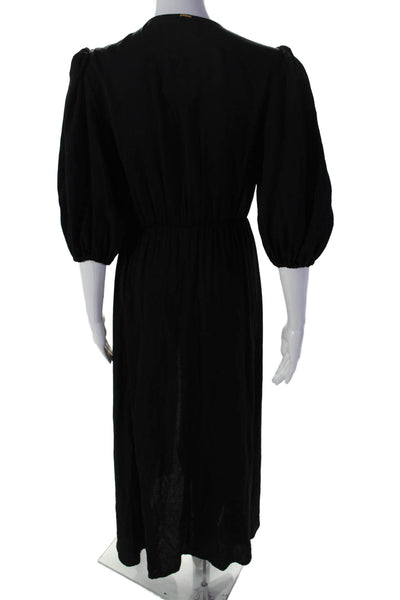 Boamar Womens Short Sleeve V-Neck Maxi Dress Swimwear Coverup Black Size S