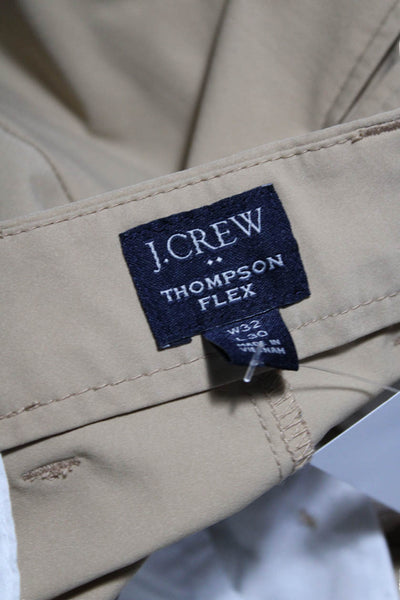 J Crew Mens Mid Rise Flat Front Tapered Leg Thompson Flex Trousers Khaki Size 32