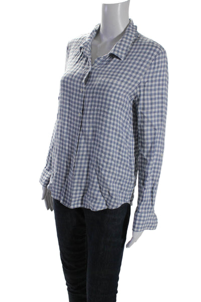 Soft Joie Women's Collared Long Sleeves Button Down Shirt Blue Plaid Size S