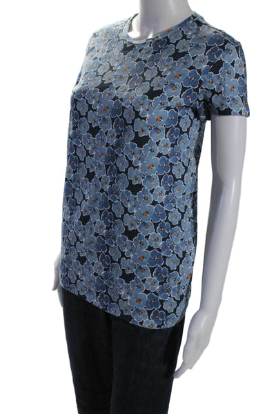 Saks Fifth Avenue Women's Round Neck Short Sleeves Basic T-Shirt Floral Size XS