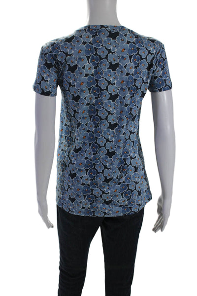 Saks Fifth Avenue Women's Round Neck Short Sleeves Basic T-Shirt Floral Size XS