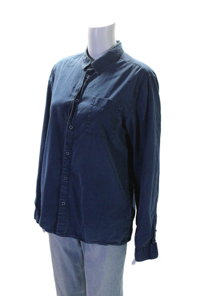 COS Womens Collared Buttoned-Up Long Sleeve Casual Blouse Top Blue Size S