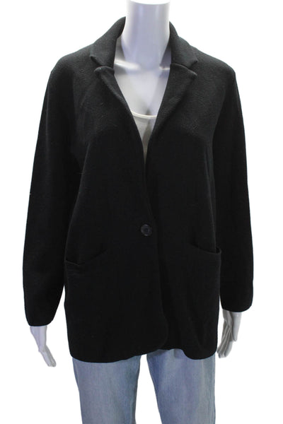 J Crew Womens Cotton Collared Long Sleeve Buttoned Cardigan Blazer Black Size S