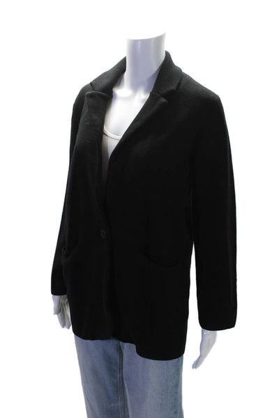 J Crew Womens Cotton Collared Long Sleeve Buttoned Cardigan Blazer Black Size S