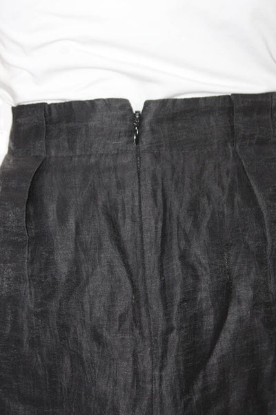 J Crew Womens Linen Ruched Textured Back Zipped Slip-On Mini Skirt Black Size 2