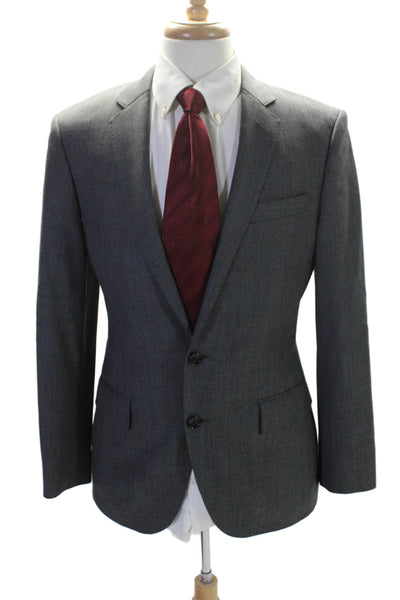 Tollegno 1900 Mens Long Sleeve Notch Lapel Two Button Blazer Wool Gray 38