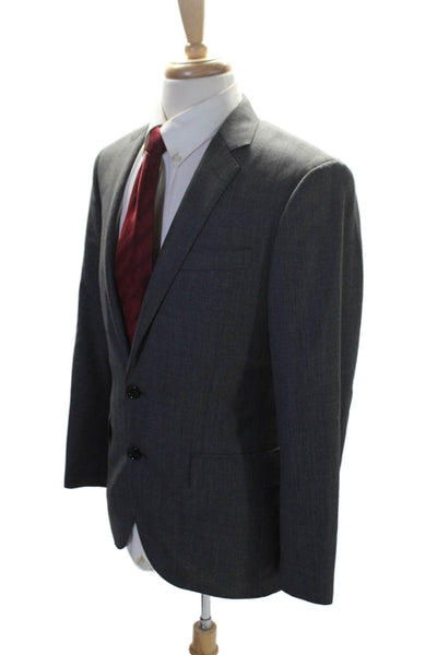 Tollegno 1900 Mens Long Sleeve Notch Lapel Two Button Blazer Wool Gray 38