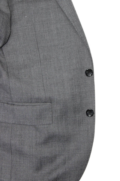 Tollegno 1900 Mens Long Sleeve Notch Lapel Two Button Blazer Wool Gray 38