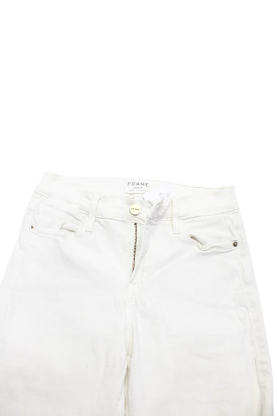 Frame Denim Womens Cotton Flare Bottom Light Denim Jeans White Size EUR 25