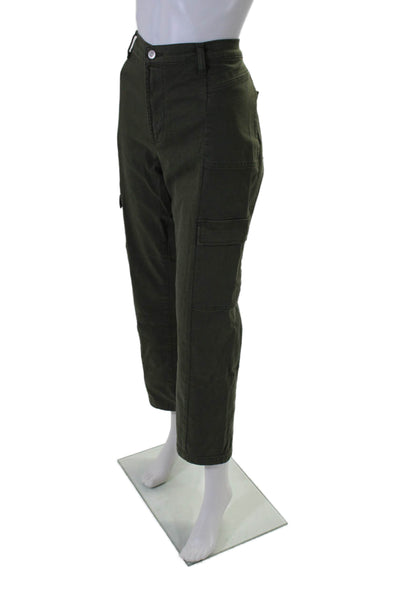 Hudson Womens Zipper Fly Straight Leg Utility Trouser Pants Green Cotton Size 31