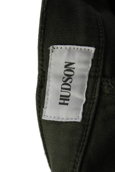 Hudson Womens Zipper Fly Straight Leg Utility Trouser Pants Green Cotton Size 31