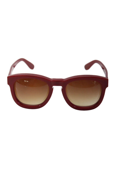 Wildfox Womens Thick Rim Round Classic Fox Sunglasses Red Plastic