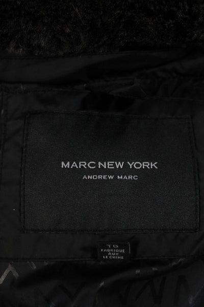 Marc New York Mens Front Zip Hooded Down Quilted Jacket Black Size Extra Large