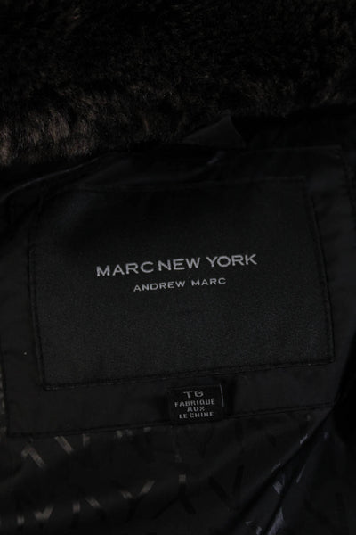 Marc New York Mens Front Zip Hooded Down Quilted Jacket Black Size Extra Large