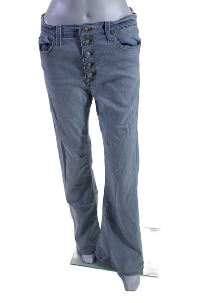 Hudson Womens Button Fly High Rise Light Wash Flare Leg Jeans Blue Size 28