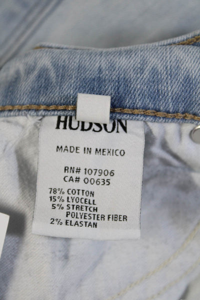 Hudson Womens Button Fly High Rise Light Wash Flare Leg Jeans Blue Size 28