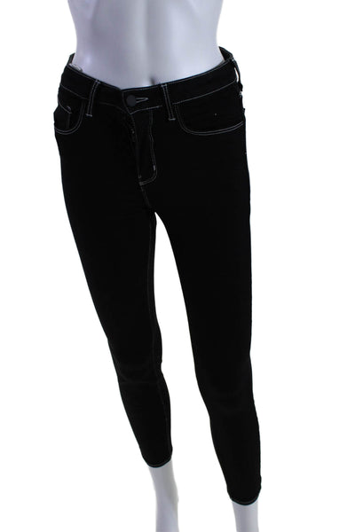 L Agence Womens Margot High Rise Skinny Jeans Black Denim Size 25