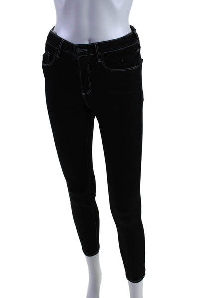 L Agence Womens Margot High Rise Skinny Jeans Black Denim Size 25