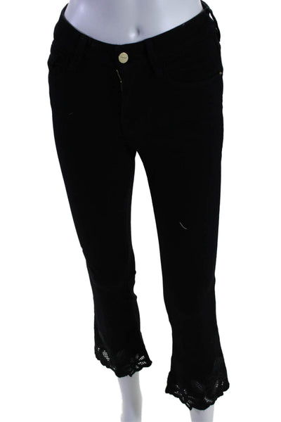 Frame Denim Womens High Rise Le Crop Mini Boot Cut Jeans Black Size 25