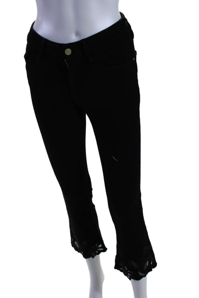 Frame Denim Womens High Rise Le Crop Mini Boot Cut Jeans Black Size 25