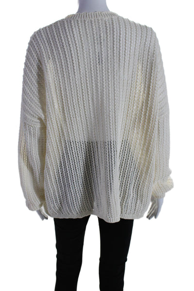 Rag & Bone Womens Long Sleeve Round Neck Open Knit Sweater White Size Small