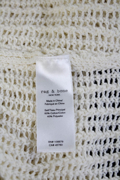 Rag & Bone Womens Long Sleeve Round Neck Open Knit Sweater White Size Small