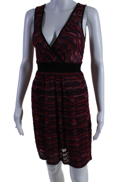 M Missoni Womens Striped V Neck Sleeveless A Line Dress Red Blue Size EUR 38