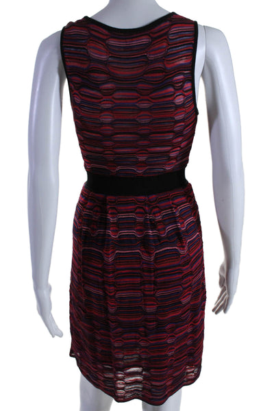 M Missoni Womens Striped V Neck Sleeveless A Line Dress Red Blue Size EUR 38