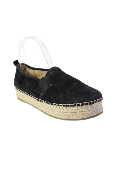 Sam Edelman Womens Slip On Platform Espadrilles Loafers Black Suede Size 8.5