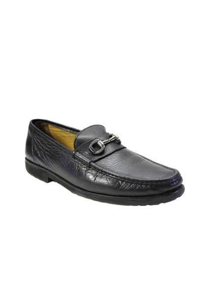 Massimo Emporio Mens Slip On Round Toe Sahara Loafers Black Leather Size 11.5