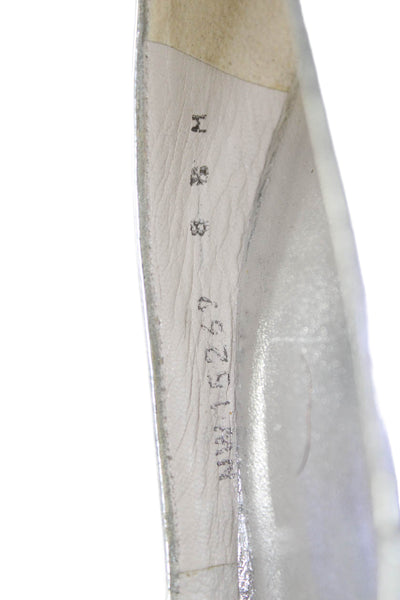 Stuart Weitzman Womens Stiletto Pointed Patent Leather Pumps Silver Size 8.5