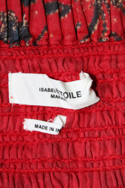 Etoile Isabel Marant Womens Cotton Eyelet Hem Short Tiered Skirt Red Size 34