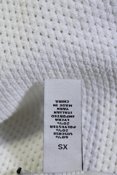 Autumn Cashmere Womens Tight Knit Off Shoulder Long Sleeve Top White XS