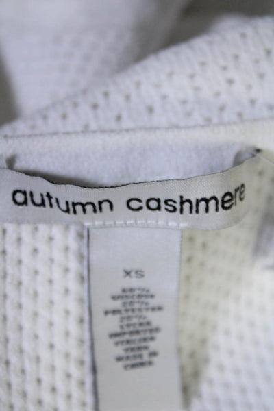 Autumn Cashmere Womens Tight Knit Off Shoulder Long Sleeve Top White XS