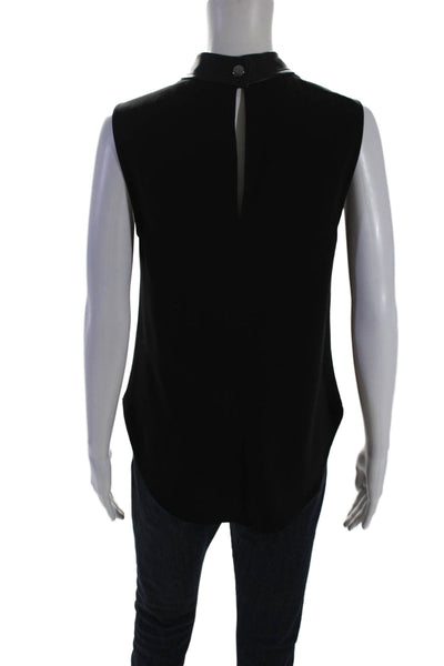 A.L.C. Womens Cut Out High Neck Sleeveless Pullover Blouse Top Black Size 6