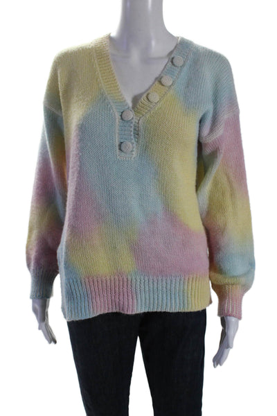 Love Shack Fancy Womens Alpaca V Neck Sweater Multi Colored Size Extra Small