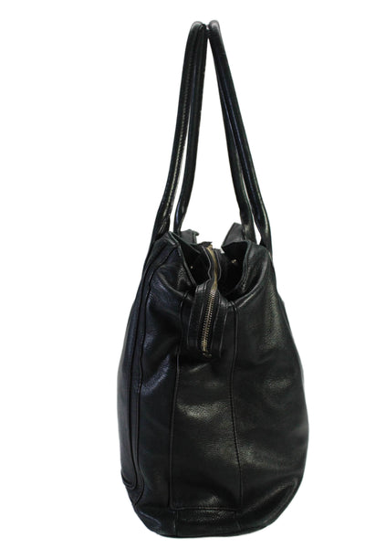 B Makowsky Womens Double Handle Zip Top Medium Shoulder Handbag Black Leather