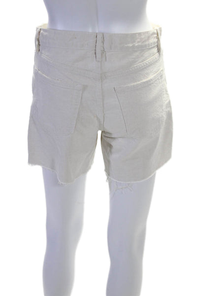 Frame Womens Front Zip Five Pocket Distressed Sailor Shorts White Size 24