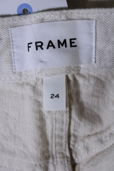 Frame Womens Front Zip Five Pocket Distressed Sailor Shorts White Size 24